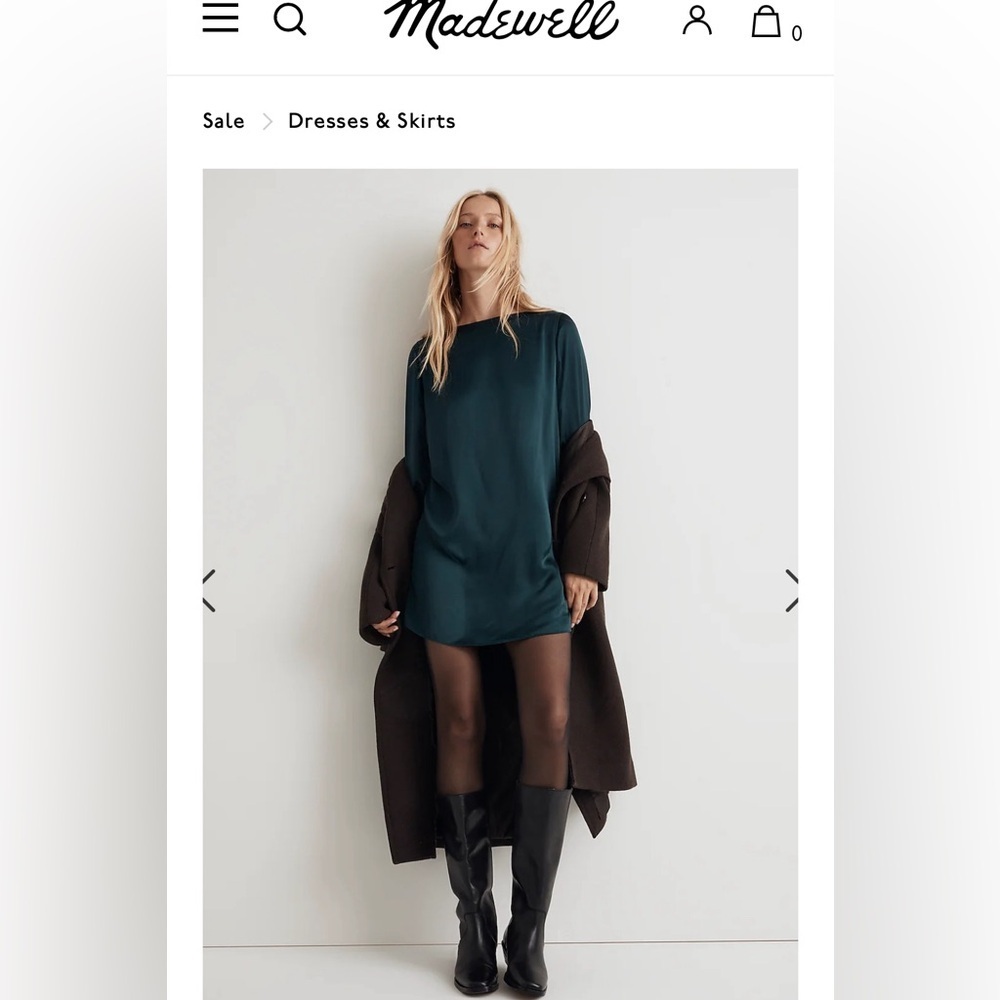 Madewell Shift Mini Dress 
Color.Smoky Spruce